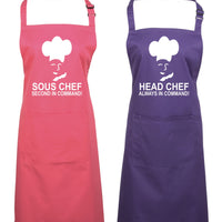 Head Chef & Sous Chef Matching Cooking & Baking Apron Gift Set