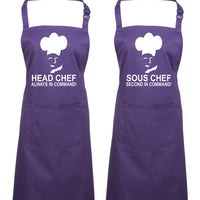 Head Chef & Sous Chef Matching Cooking & Baking Apron Gift Set
