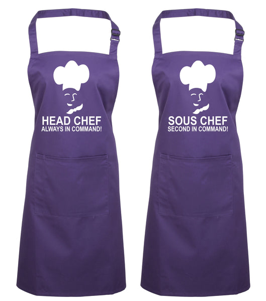Head Chef & Sous Chef Matching Cooking & Baking Apron Gift Set