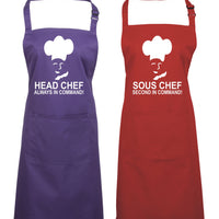 Head Chef & Sous Chef Matching Cooking & Baking Apron Gift Set