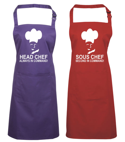 Head Chef & Sous Chef Matching Cooking & Baking Apron Gift Set