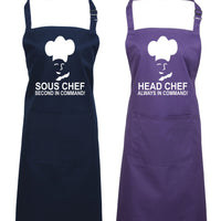 Head Chef & Sous Chef Matching Cooking & Baking Apron Gift Set