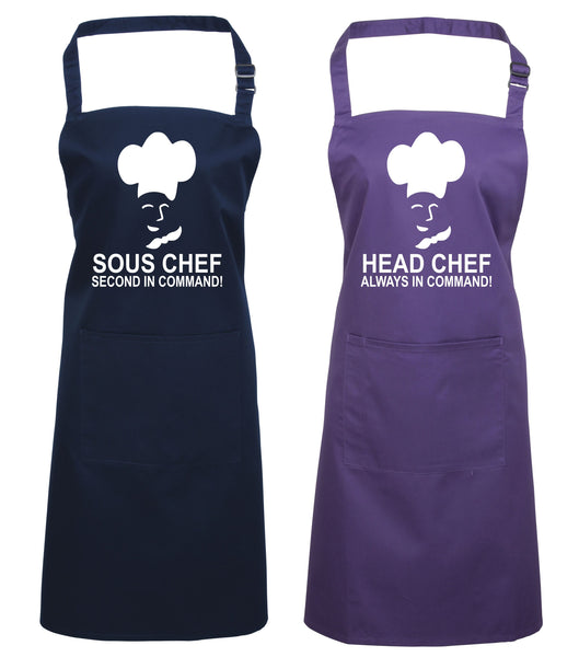 Head Chef & Sous Chef Matching Cooking & Baking Apron Gift Set