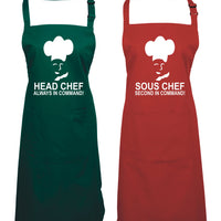 Head Chef & Sous Chef Matching Cooking & Baking Apron Gift Set