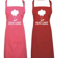Head Chef & Sous Chef Matching Cooking & Baking Apron Gift Set