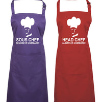 Head Chef & Sous Chef Matching Cooking & Baking Apron Gift Set