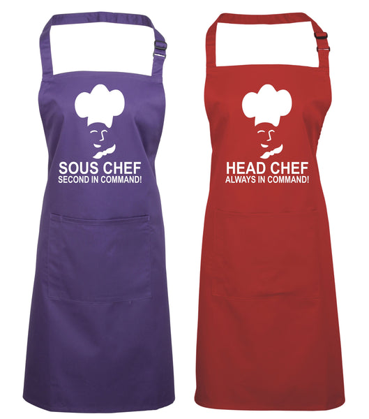 Head Chef & Sous Chef Matching Cooking & Baking Apron Gift Set