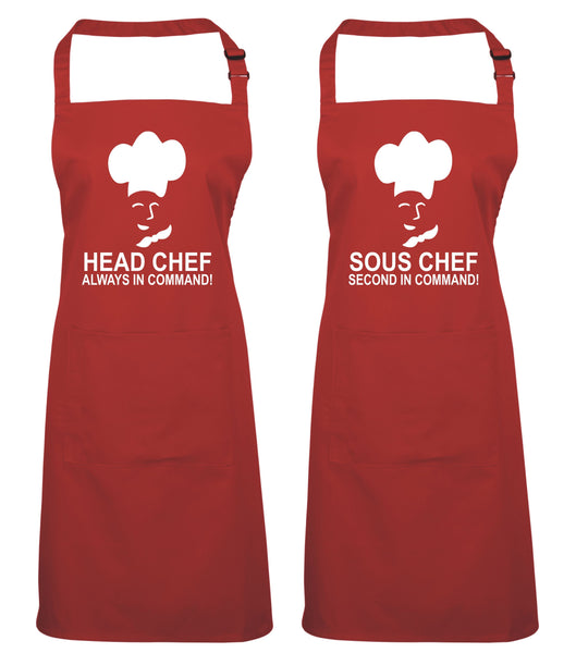 Head Chef & Sous Chef Matching Cooking & Baking Apron Gift Set