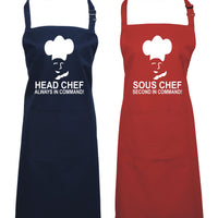 Head Chef & Sous Chef Matching Cooking & Baking Apron Gift Set