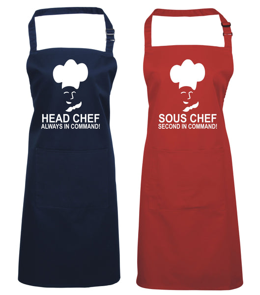 Head Chef & Sous Chef Matching Cooking & Baking Apron Gift Set