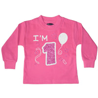 I'm 1 Bubblegum Pink Children's Birthday Sweatshirt 1-2 Years