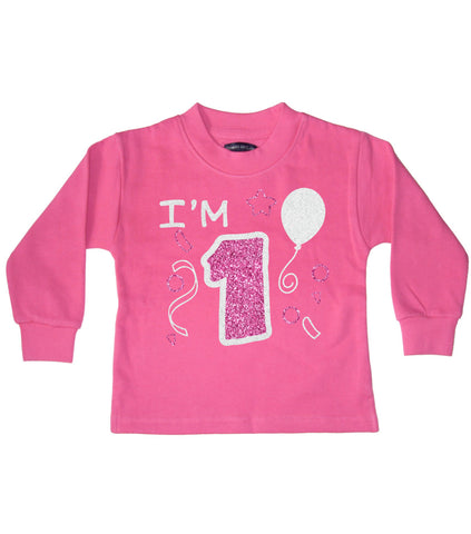 I'm 1 Bubblegum Pink Sweat d'anniversaire pour enfant 1-2 ans 