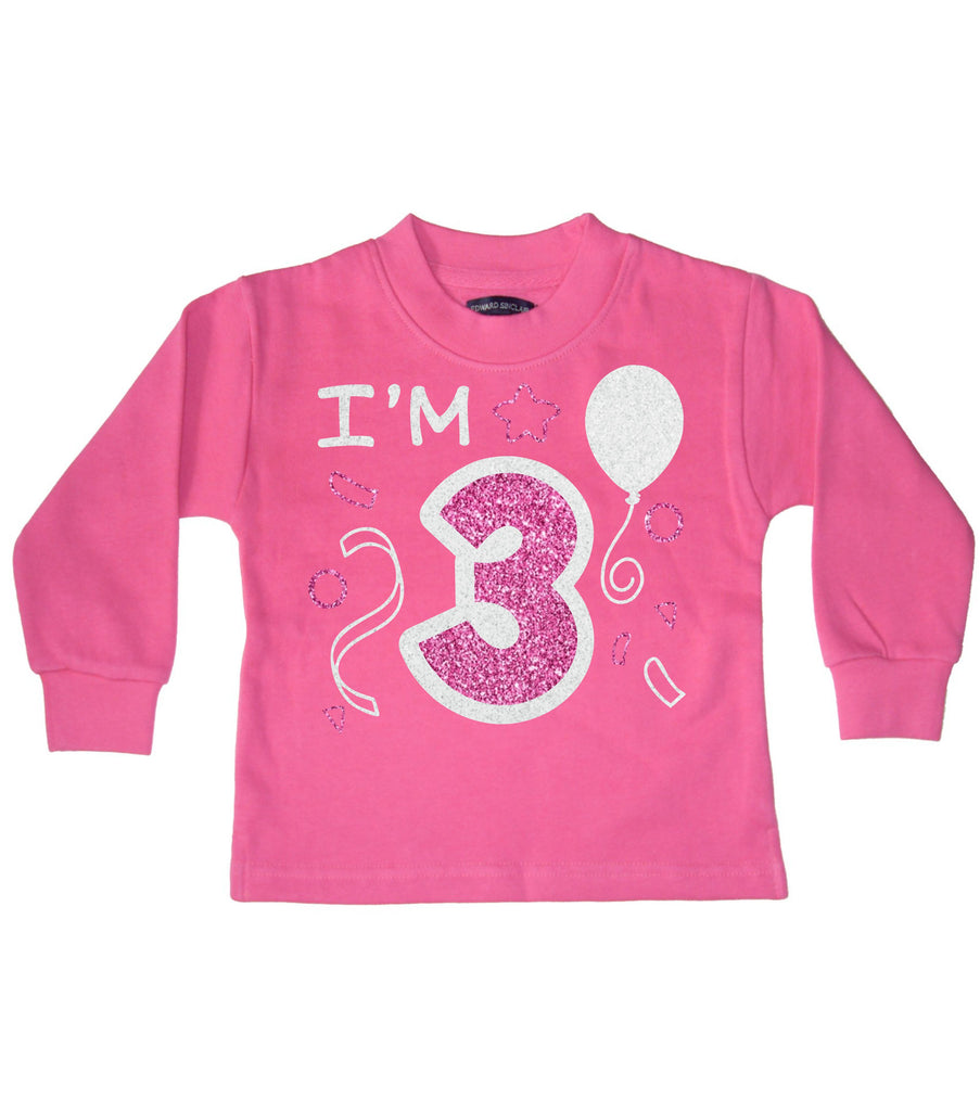 J'ai 3 ans Sweat-shirt d'anniversaire pour enfant rose bonbon 