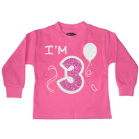 J'ai 3 ans Sweat-shirt d'anniversaire pour enfant rose bonbon 