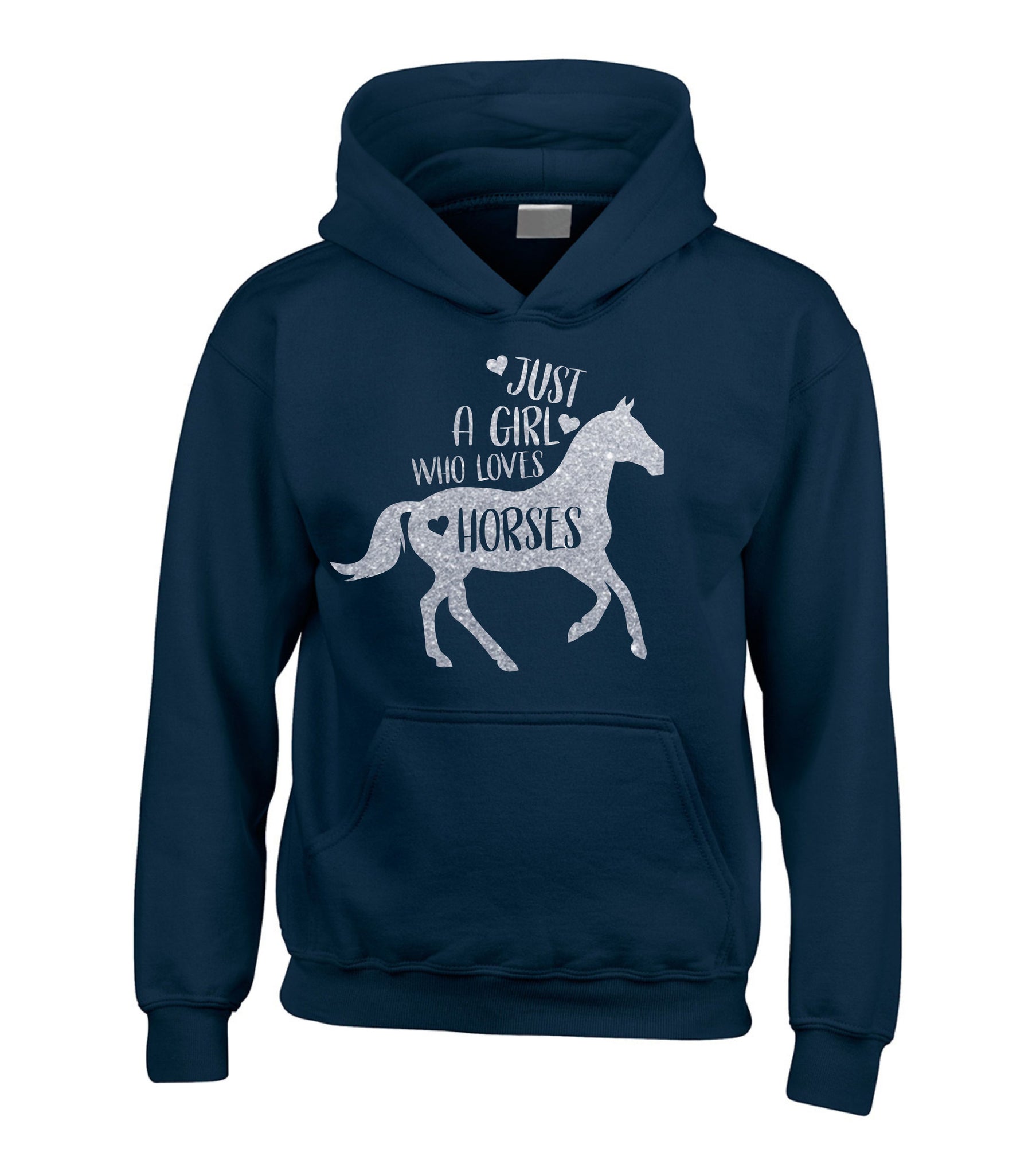 Just a Girl That Loves Horses D2 Hoodie with Sparkling Silver Glitter
