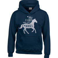 Just a Girl That Loves Horses D2 Hoodie with Sparkling Silver Glitter