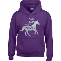 Just a Girl That Loves Horses D2 Hoodie with Sparkling Silver Glitter