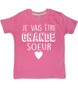 Je Vais être Grande Soeur Bubblegum Pink Children's T-shirt