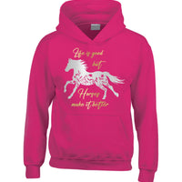 Life is good but horses make it better (D2) with a Metallic Print