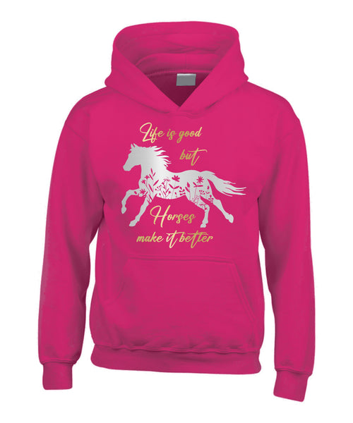 Life is good but horses make it better (D2) with a Metallic Print