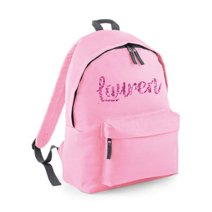 Personalised Girl's Named Backpack with Glitter Print