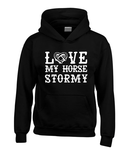 Personalised Love My Horse Hoodie with Horses Name