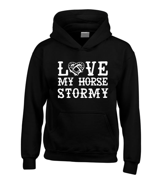 Personalised Love My Horse Hoodie with Horses Name