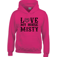 Sweat à capuche Love My Horse personnalisé avec le nom des chevaux 