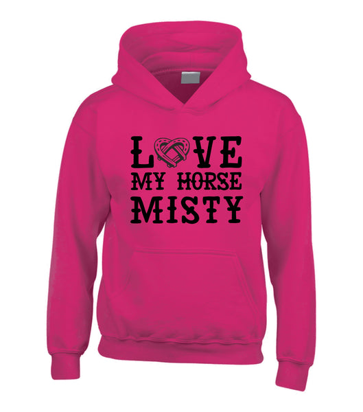 Personalised Love My Horse Hoodie with Horses Name