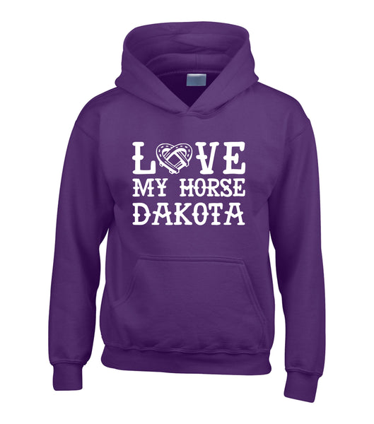Personalised Love My Horse Hoodie with Horses Name