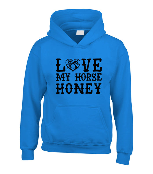 Personalised Love My Horse Hoodie with Horses Name