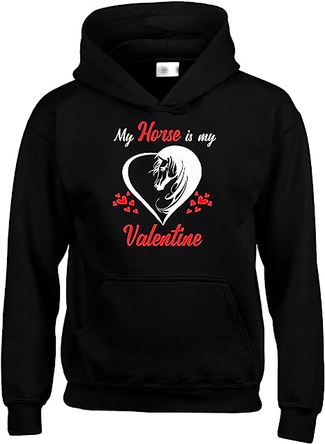 My Horse Is My Valentine | White - Red Print | Hoodie For Adults