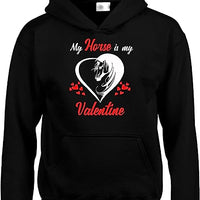 My Horse Is My Valentine | White - Red Print | Hoodie For Adults