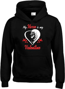 My Horse Is My Valentine | White - Red Print | Hoodie For Adults