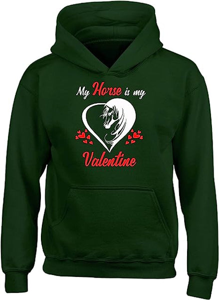 My Horse Is My Valentine | White - Red Print | Hoodie For Adults