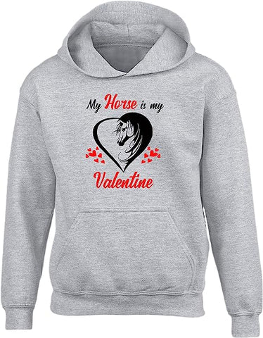 My Horse Is My Valentine | White - Red Print | Hoodie For Adults