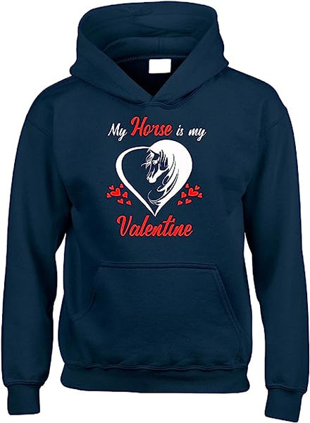 My Horse Is My Valentine | White - Red Print | Hoodie For Adults