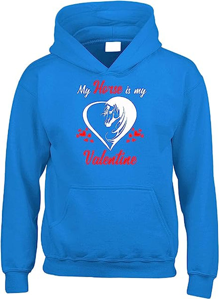 My Horse Is My Valentine | White - Red Print | Hoodie For Adults