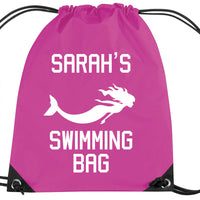 Personalised Mermaid Swimming Drawstring Bag
