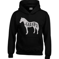 Personalised Name in Horse Hoodie with Sparkling Glitter Print