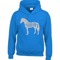 Personalised Name in Horse Hoodie with Sparkling Glitter Print