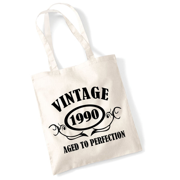 Personalised Year 'Vintage (Insert Year)' Birthday Tote Shopping Re-usable Bag Birthday Gift