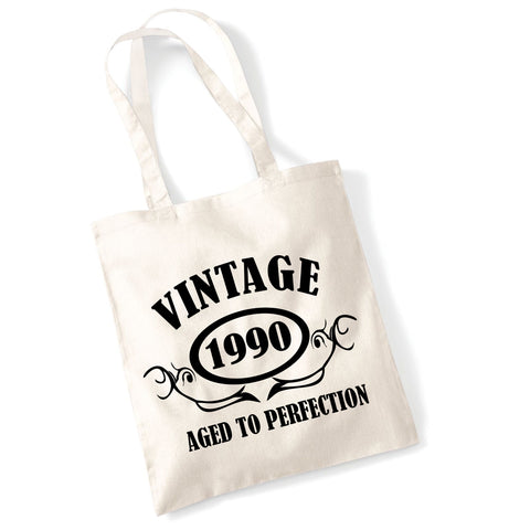 Personalised Year 'Vintage (Insert Year)' Birthday Tote Shopping Re-usable Bag Birthday Gift
