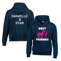 Personalised Best Friends Horsey Hoodie with 2 Names on Back