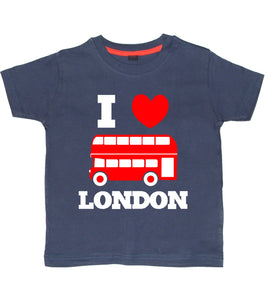 I love London Bus with Text Navy Children's T-Shirt