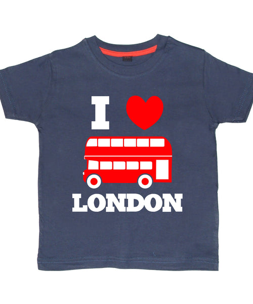 I love London Bus with Text Navy Children's T-Shirt