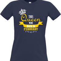 Personalised This Queen is Born in Month Women's Fitted Birthday T-Shirt