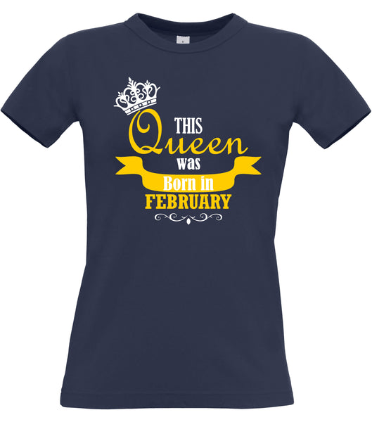 Personnalisé cette reine est née en mois T-shirt ajusté d'anniversaire pour femmes