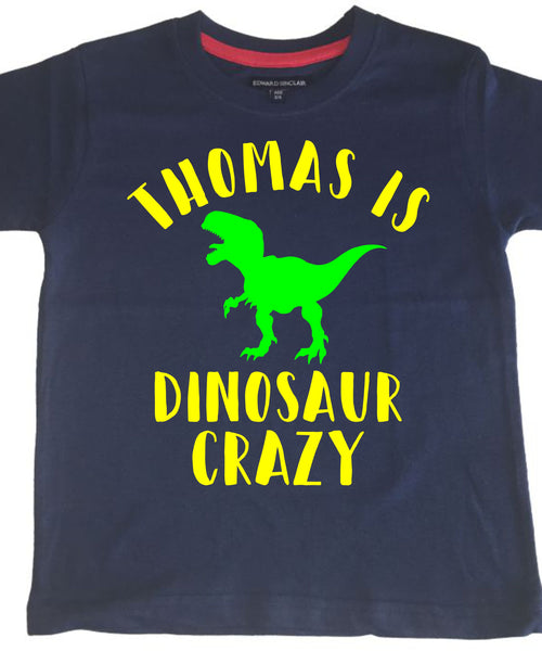 'Dinosaur Crazy' personnalisé avec votre nom ! Enfants de Enfants T-shirt 