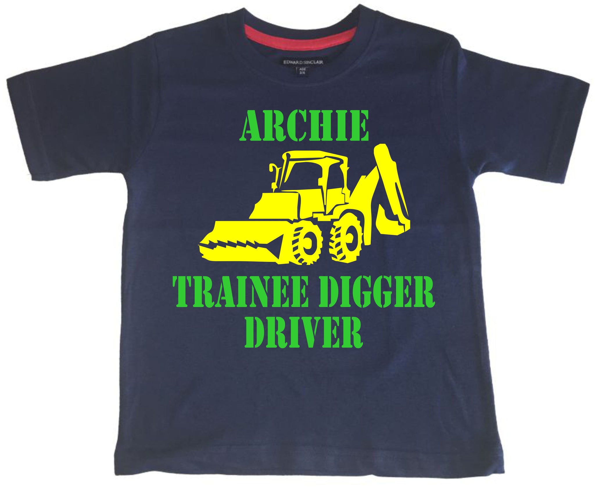 T-shirt personnalisé pour enfants 'Trainee Digger Driver' avec votre nom ! 